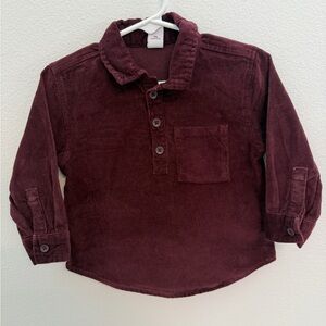 Old Navy Maroon Corduroy Kids Button Down Shirt